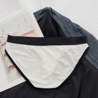 Men's threaded fabric comfortable and breathable sexy underwear big bag U convex solid color simple briefs