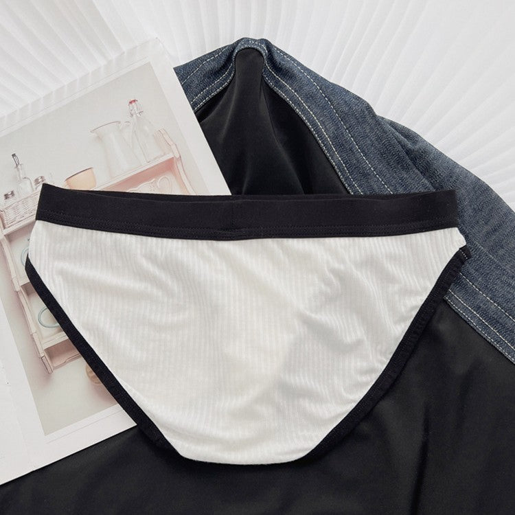 Men's threaded fabric comfortable and breathable sexy underwear big bag U convex solid color simple briefs