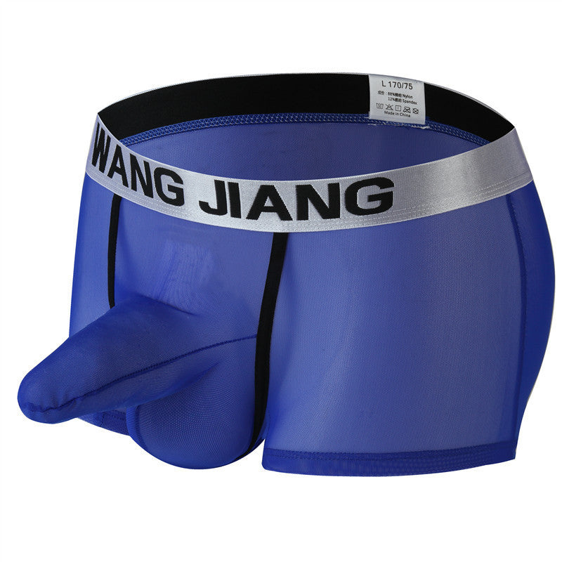 Men's See‑Through Mesh Pouch Underwear, Bullet Separation Design Elephant Trunk Boxer Briefs, Sexy Support Pouch Trunks for Men