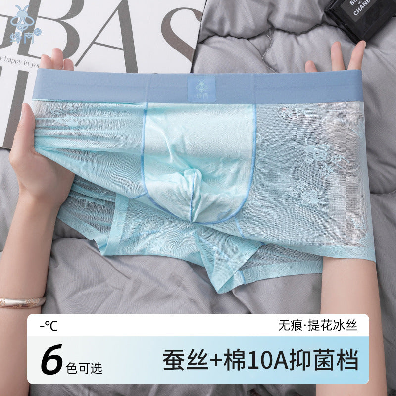 Men's underwear boxers transparent mesh breathable comfortable nylon ultra-thin cool seamless underwear