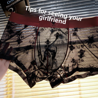Men's underwear boxers transparent mesh breathable comfortable nylon ultra-thin cool seamless underwear