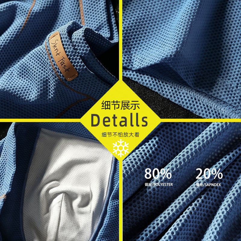 Solid color mesh ice silk men's underwear summer boxer bottom pants boys refreshing breathable mid-waist four-corner pants