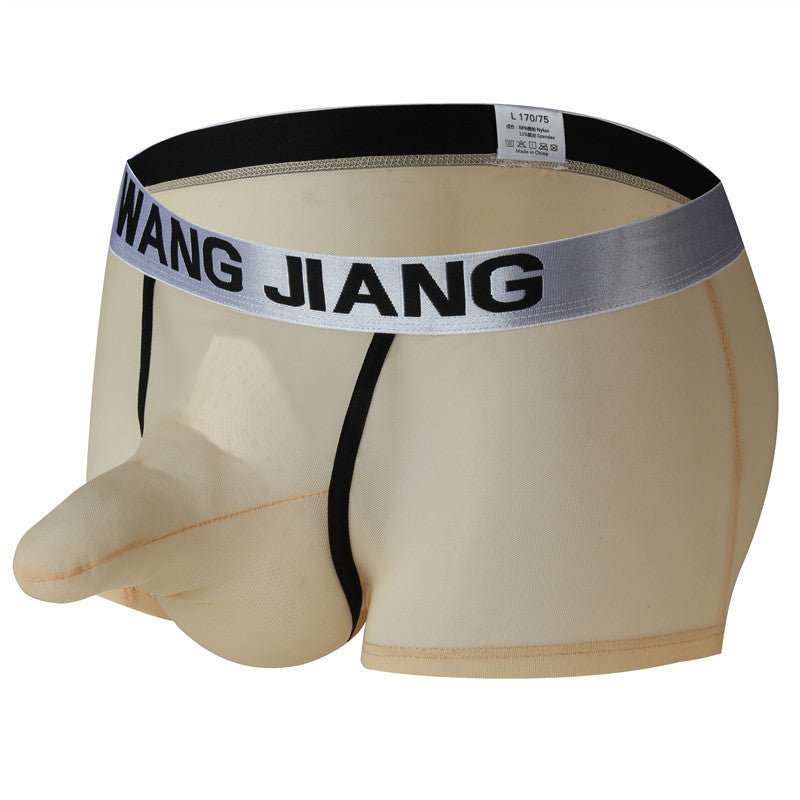 Men's See‑Through Mesh Pouch Underwear, Bullet Separation Design Elephant Trunk Boxer Briefs, Sexy Support Pouch Trunks for Men