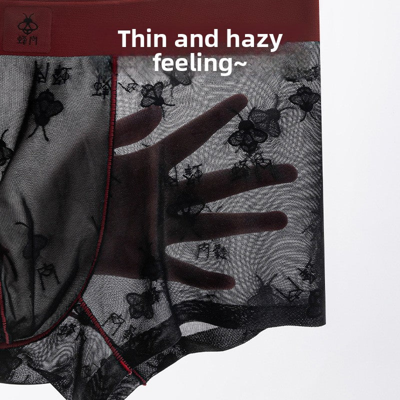 Men's underwear boxers transparent mesh breathable comfortable nylon ultra-thin cool seamless underwear