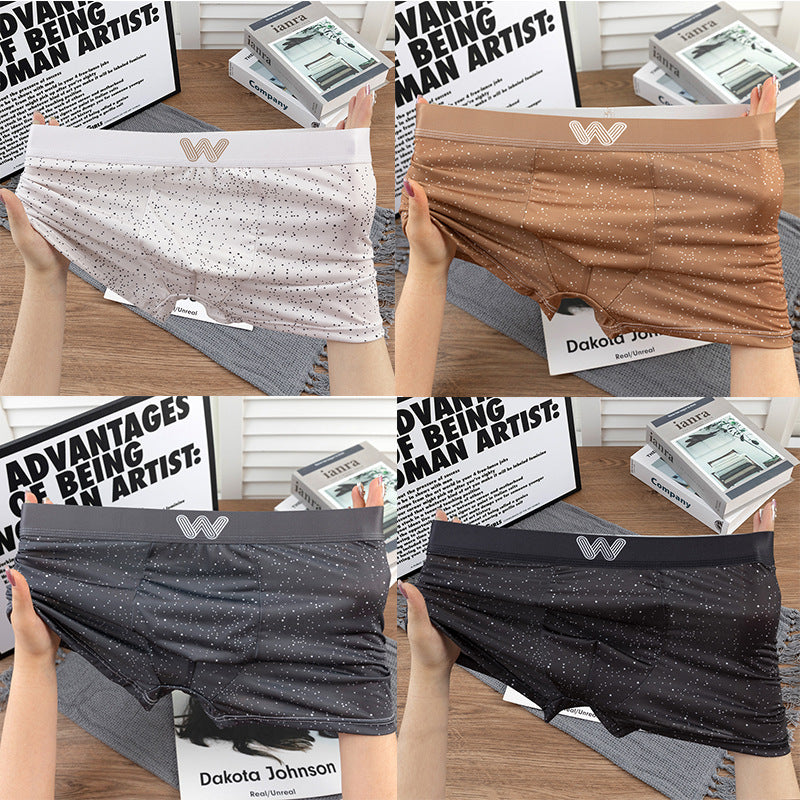 Ice silk personalized men's underwear boys boxers sports underpants men's boxer shorts