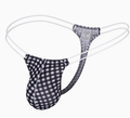 Black gingham double-strap thong
