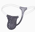 Black gingham double-strap thong