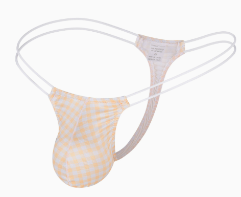Yellow gingham double-strap thong