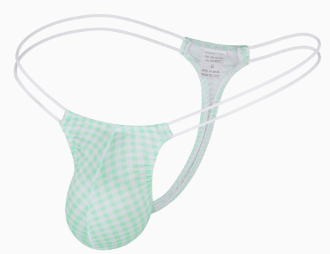 Mint gingham double-strap thong